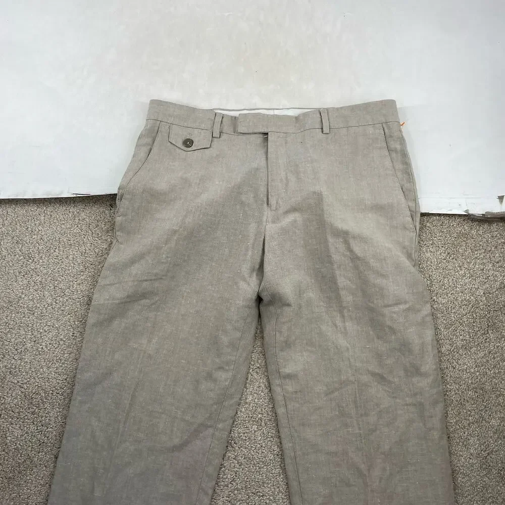 Kenneth Cole Reaction Men Linen Blend Pants Sz 34 x 30